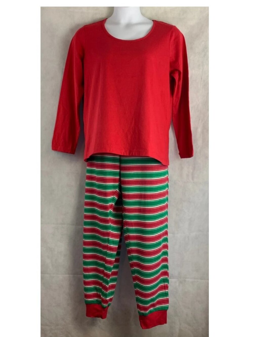 Family Pajamas Women's 2-Piece Knit PJ Set, Red Green Candy Cane Stripe, XS